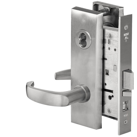Best Grade 1 Office Mortise Lock, 14 Lever, M Escutcheon, SFIC Housing Less Core, Satin Chrome Finish, Fi 45H7A14M626